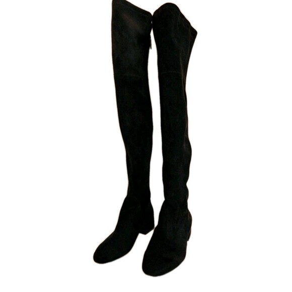 Dolce Vita Black Over-The-Knee Faux Suede Low Square Heel Boots Size 7.5 - Picture 1 of 10